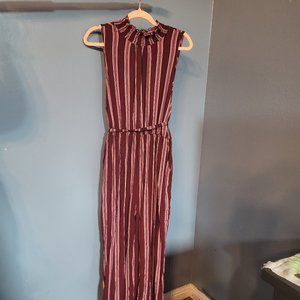 Striped Open Back Red and Pink Jumpsuit with Pockets from Xhilaration
